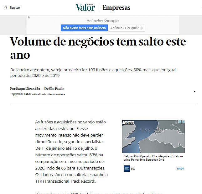 Volume de negcios tem salto este ano